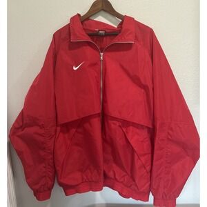 Nike Red Windbreaker Rain Jacket Retro Y2K Vintage 1990s Mens Size 2Xl Hong Kong